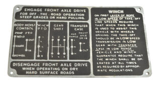 DATA PLATE GMC ENGAGE FRONT AXLE DRIVE